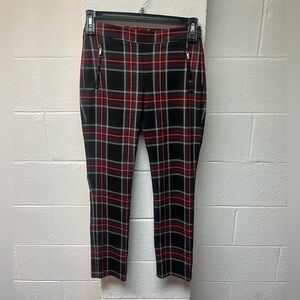 Zara Women's Black and Red Plaid Pants. Size Small